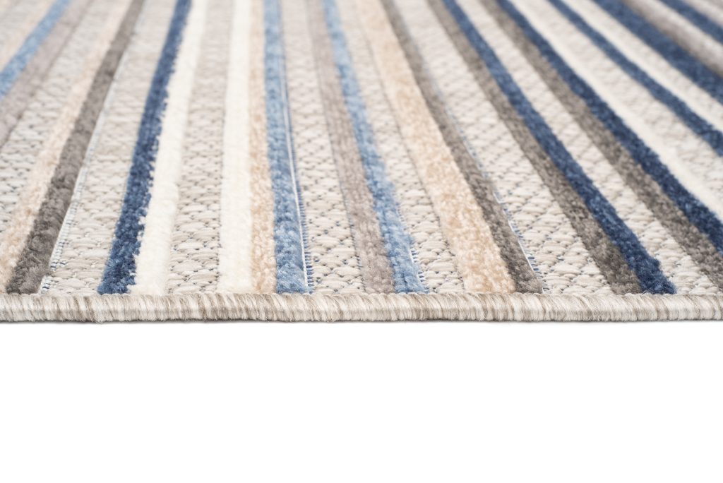Tapis Extérieur Patio Gris Bleu Rayé