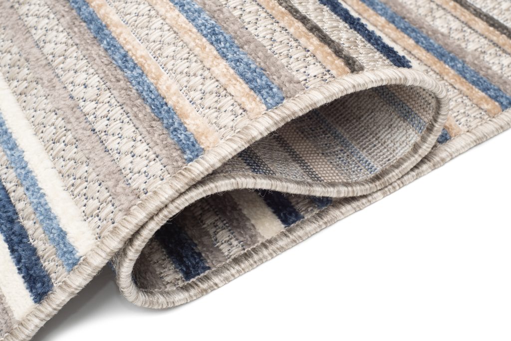 Tapis Extérieur Patio Gris Bleu Rayé