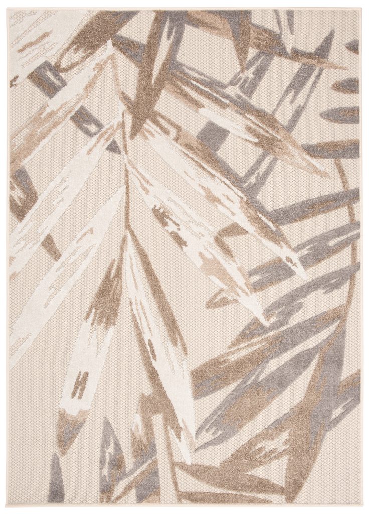 Tapis Extérieur Patio Crème Gris Feuilles