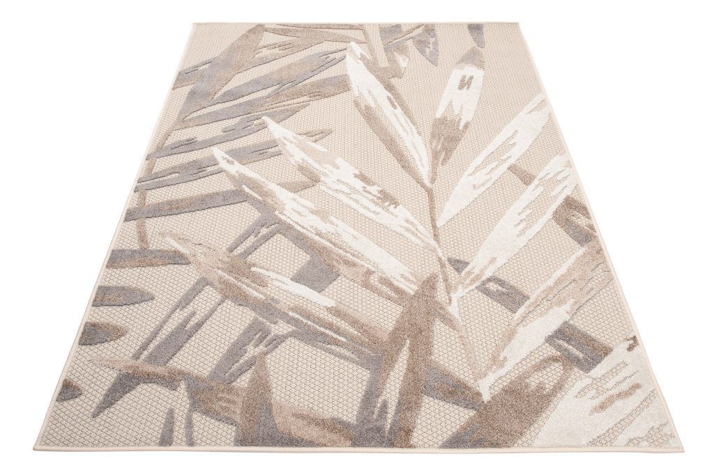 Tapis Extérieur Patio Crème Gris Feuilles