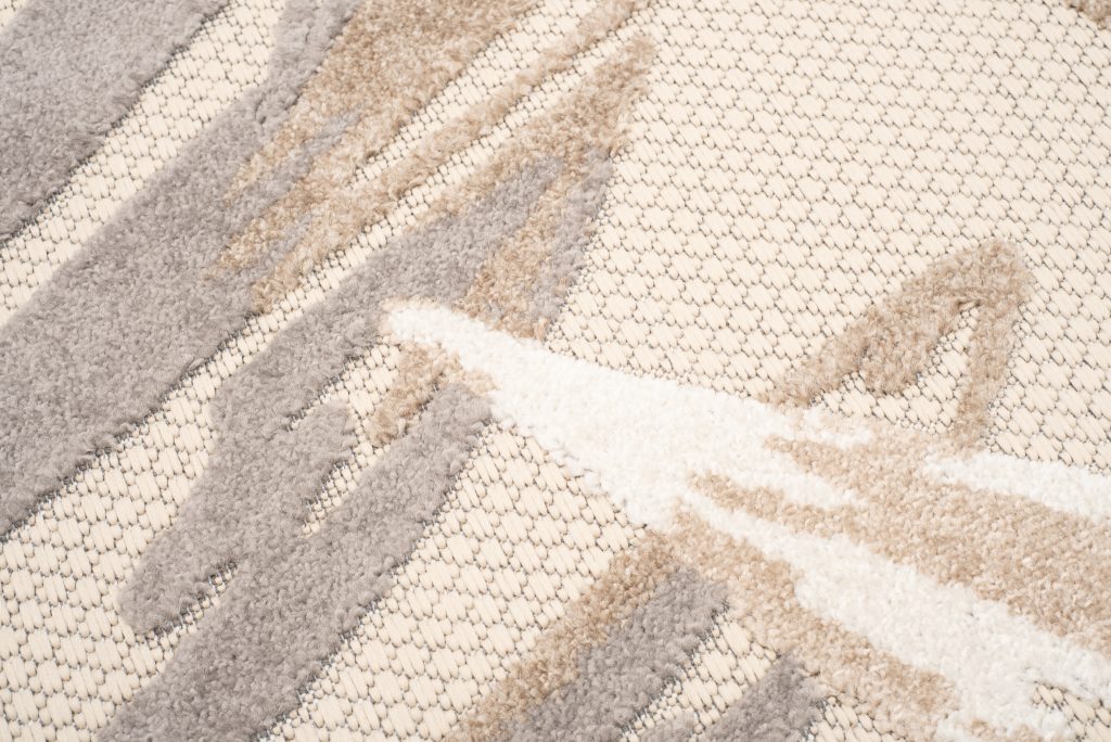 Tapis Extérieur Patio Crème Gris Feuilles