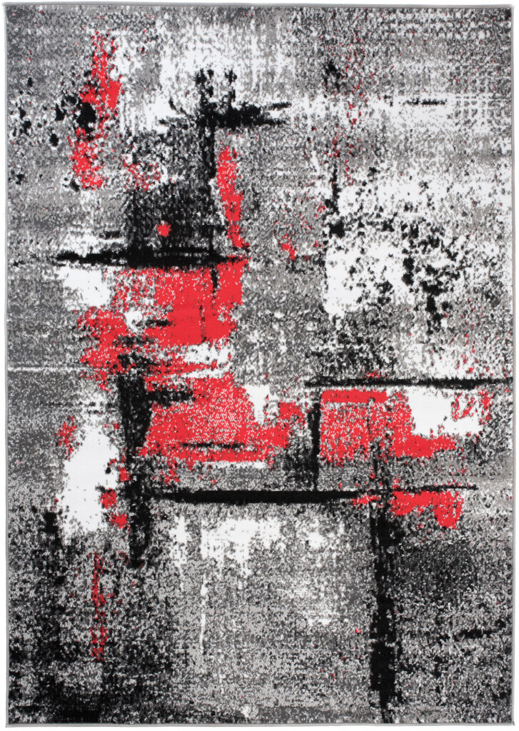 Tapis Maya Gris Rouge Rayures