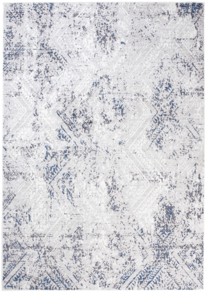 Tapis Sky Bleu Crème Vintage Losanges