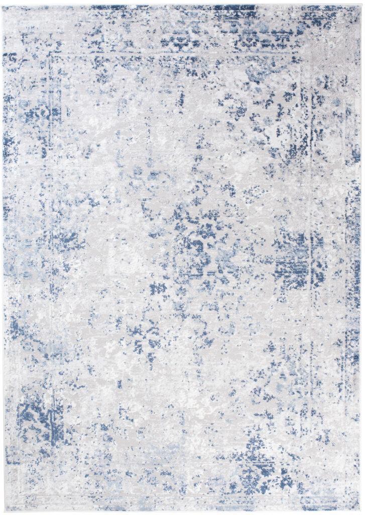 Tapis Sky Bleu Gris Bordure Ornamental