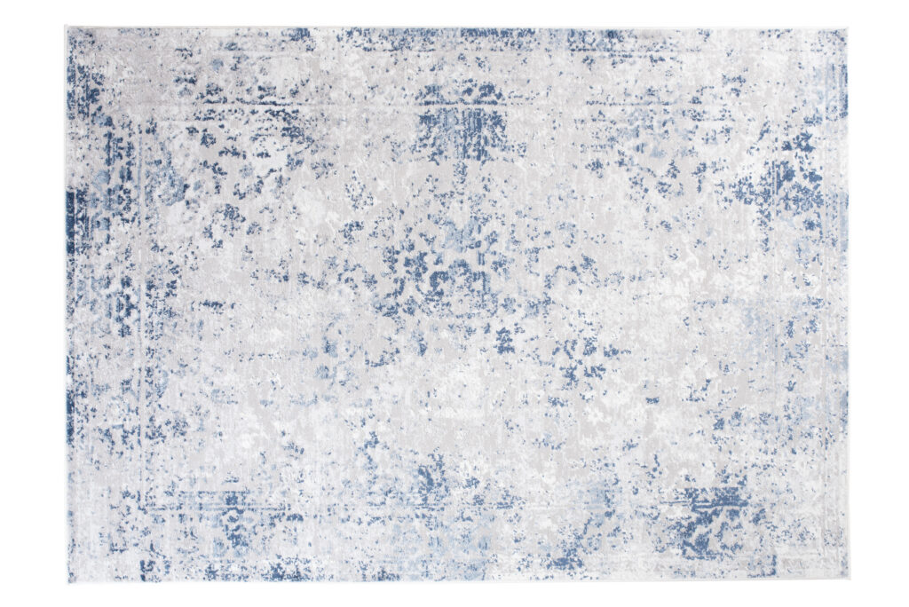 Tapis Sky Bleu Gris Bordure Ornamental
