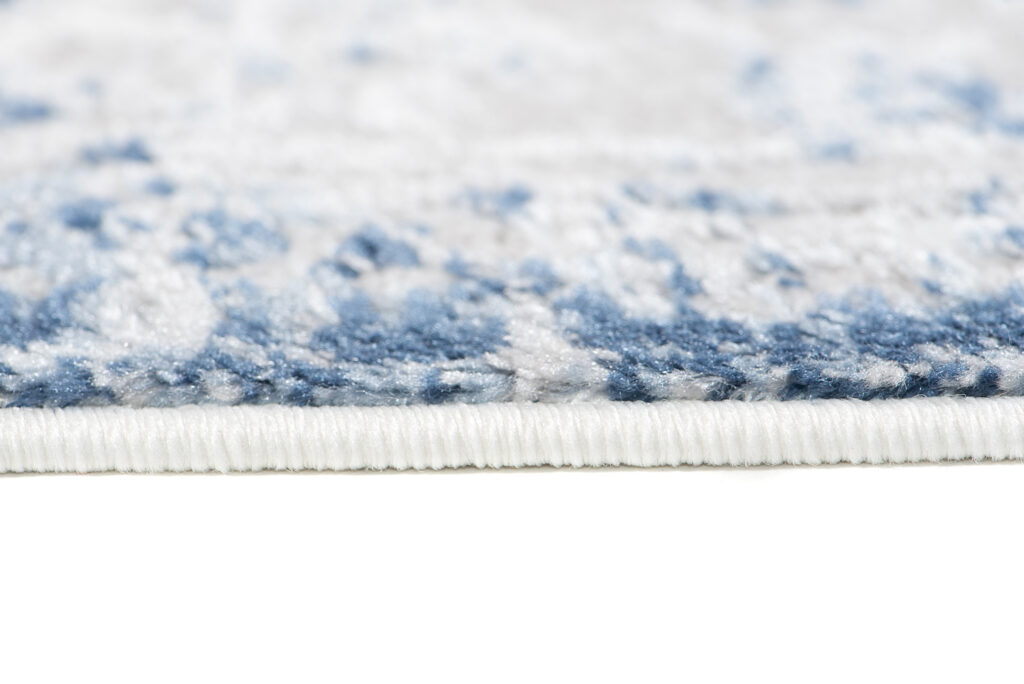 Tapis Sky Bleu Gris Bordure Ornamental