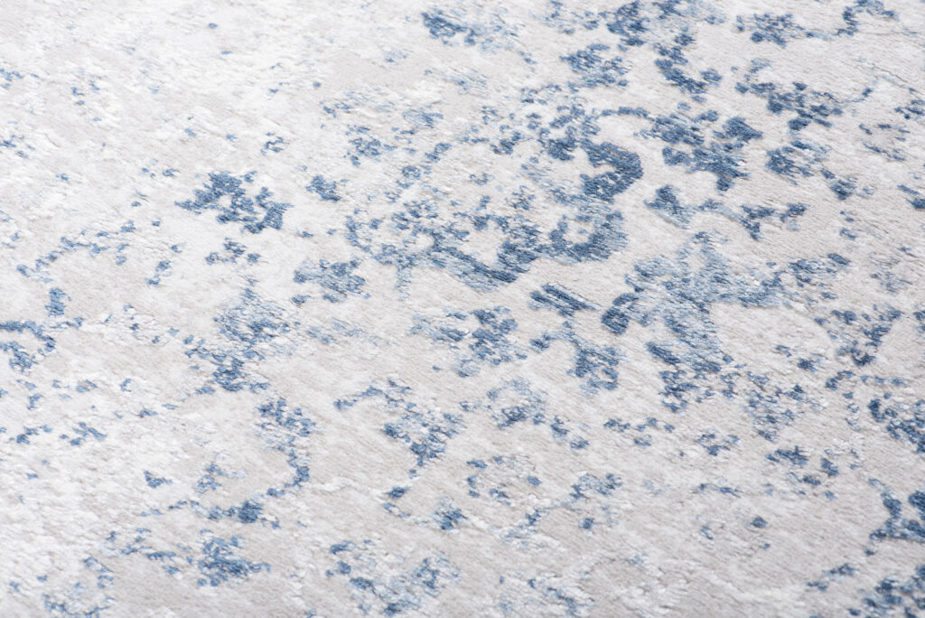 Tapis Sky Bleu Gris Bordure Ornamental