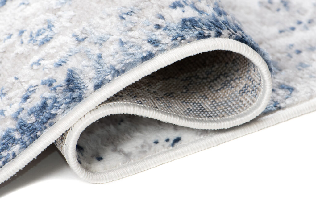 Tapis Sky Bleu Gris Bordure Ornamental