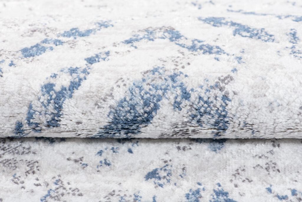 Tapis Sky Bleu Crème Moderne Zigzags