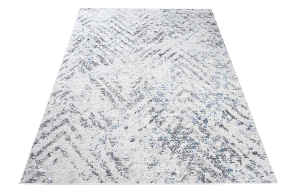 Tapis Sky Gris Bleu Moderne Zigzags