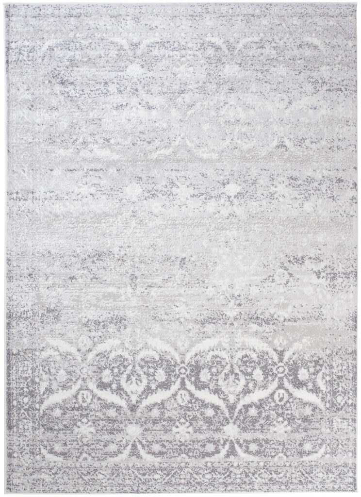 Tapis Sky Gris Vintage Floral Rayures