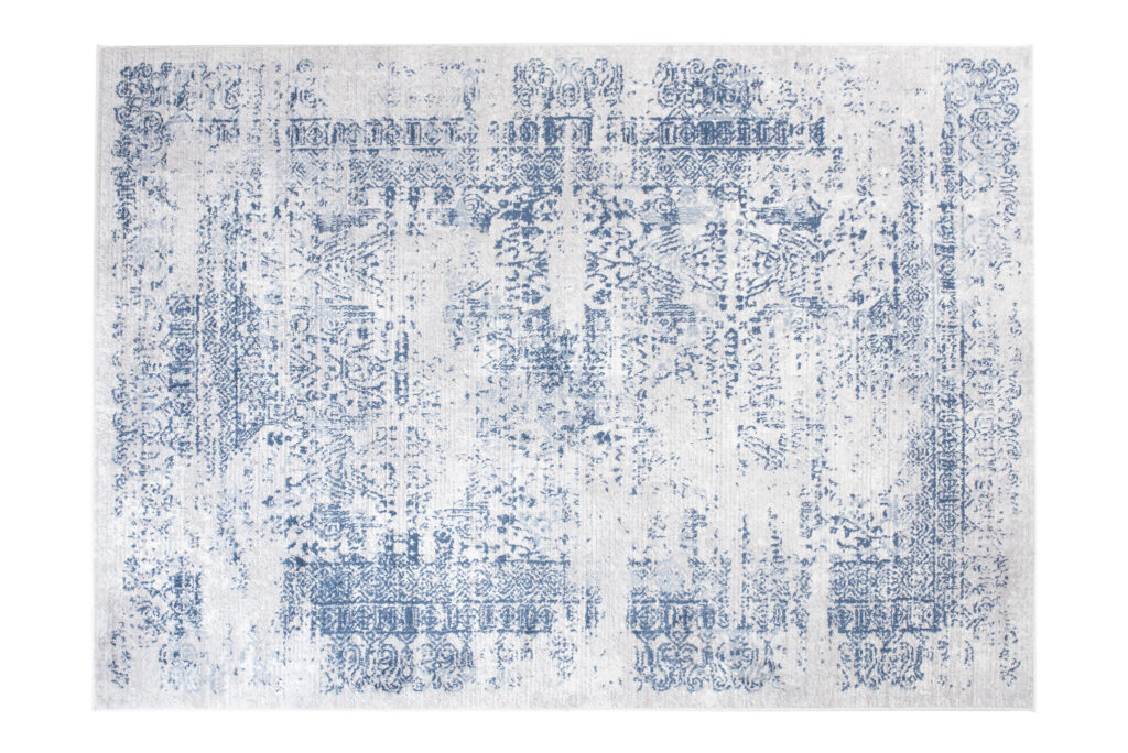 Tapis Sky Bleu Crème Rayures Vintage