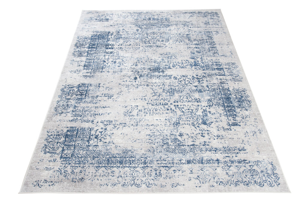 Tapis Sky Bleu Crème Rayures Vintage