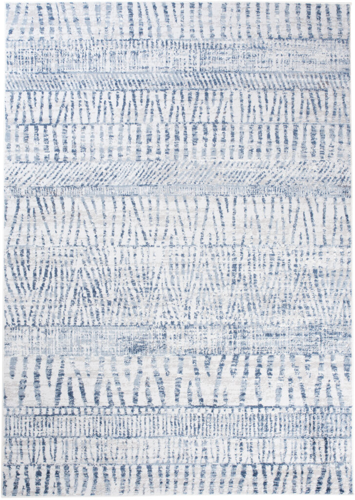 Tapis Sky Bleu Crème Ethnique Rayé