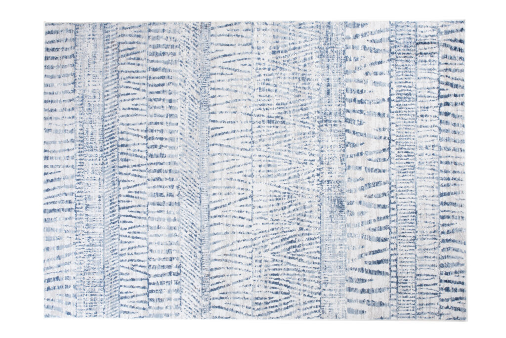 Tapis Sky Bleu Crème Ethnique Rayé