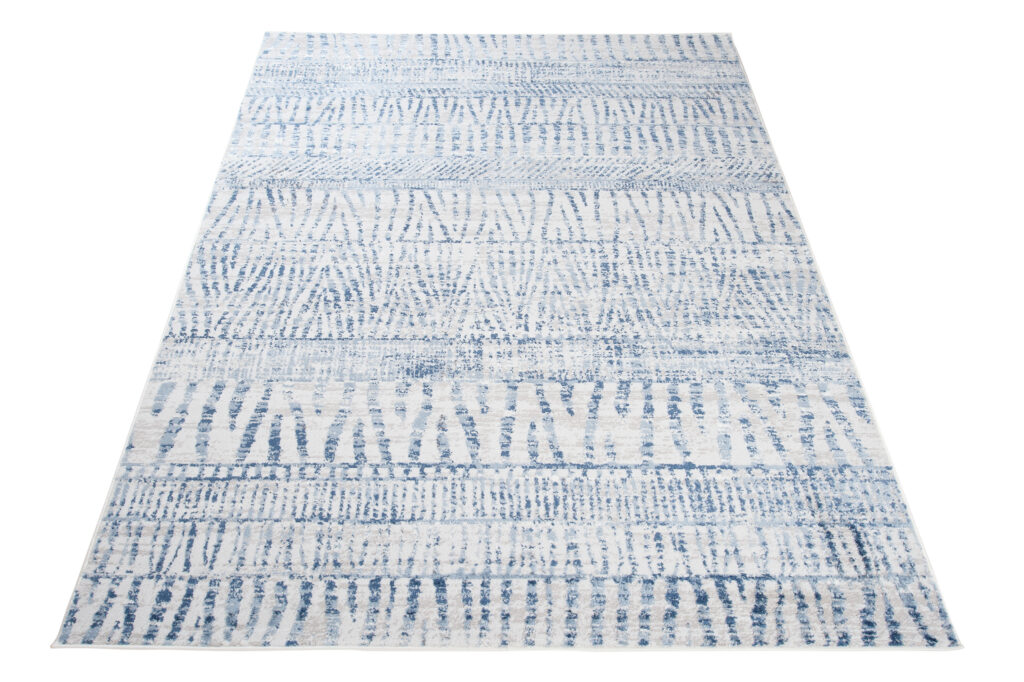Tapis Sky Bleu Crème Ethnique Rayé