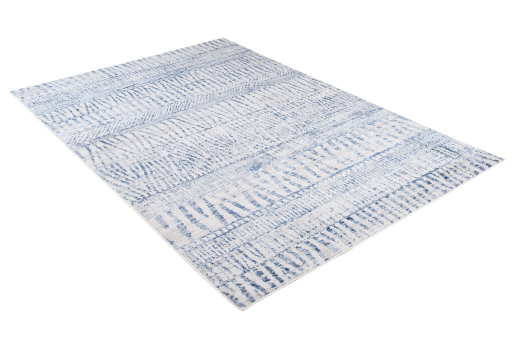 Tapis Sky Bleu Crème Ethnique Rayé