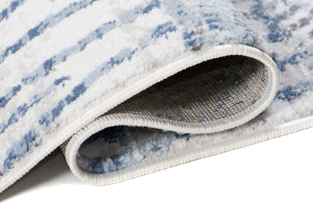 Tapis Sky Bleu Crème Ethnique Rayé