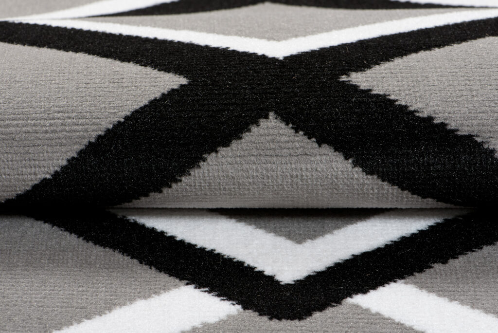 DREAM Tapis Moderne Géométrique Losanges Gris Noir Blanc Fin
