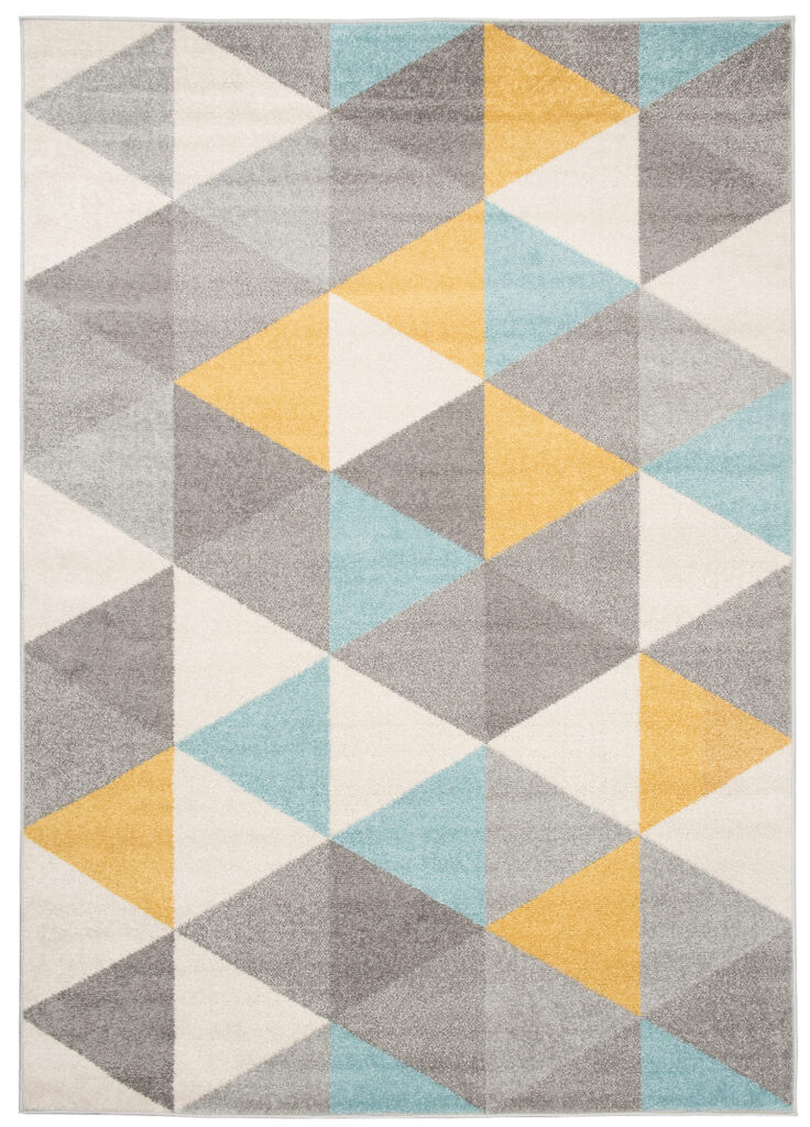 Tapis Lazur Gris Clair Multicolore Géométrique Triangles