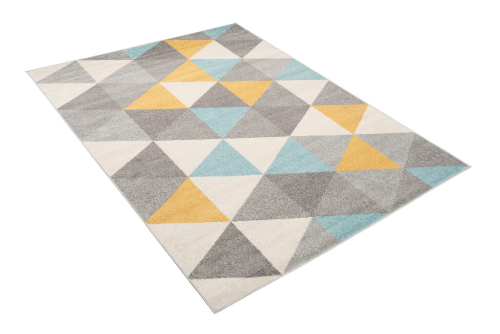 Tapis Lazur Gris Clair Multicolore Géométrique Triangles