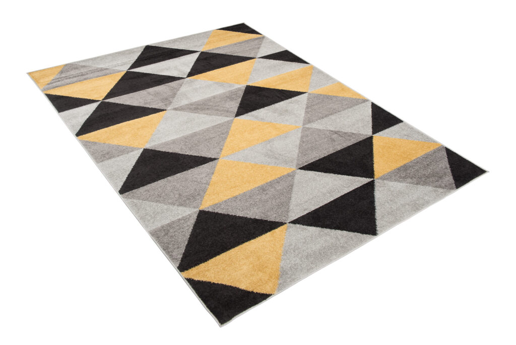 Tapis Lazur Gris Orange Géométrique Triangles