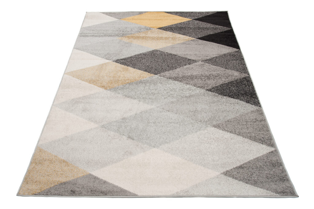 Tapis Lazur Gris Jaune Géométrique Losanges