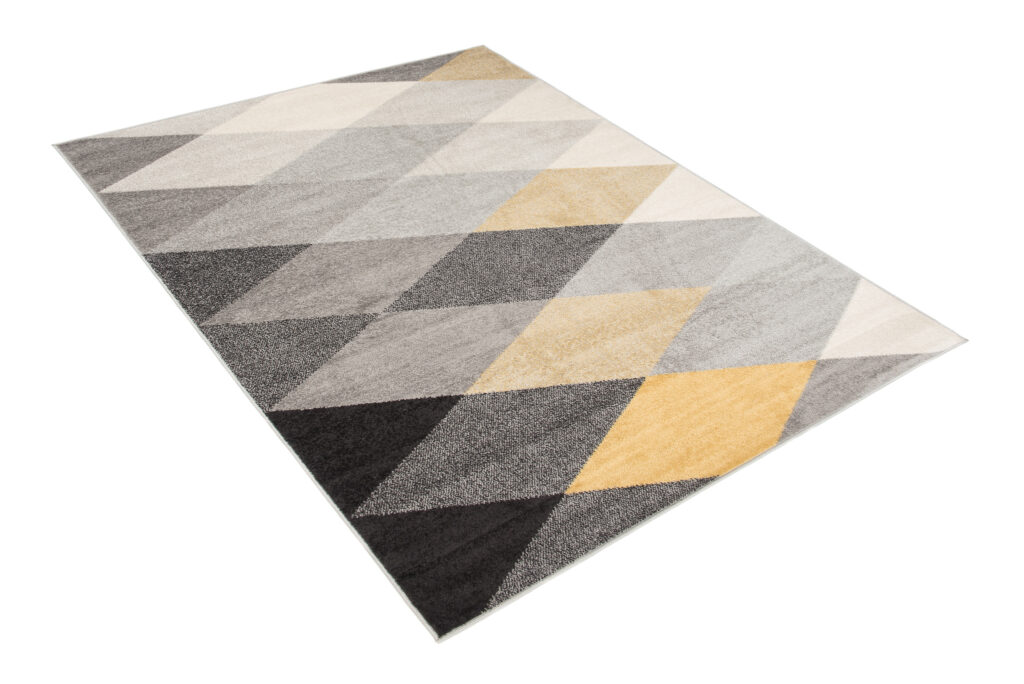 Tapis Lazur Gris Jaune Géométrique Losanges