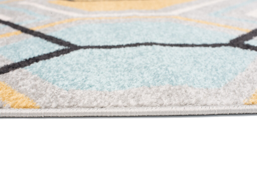 Tapis Lazur Gris Jaune Bleu Géométrique Hexagone