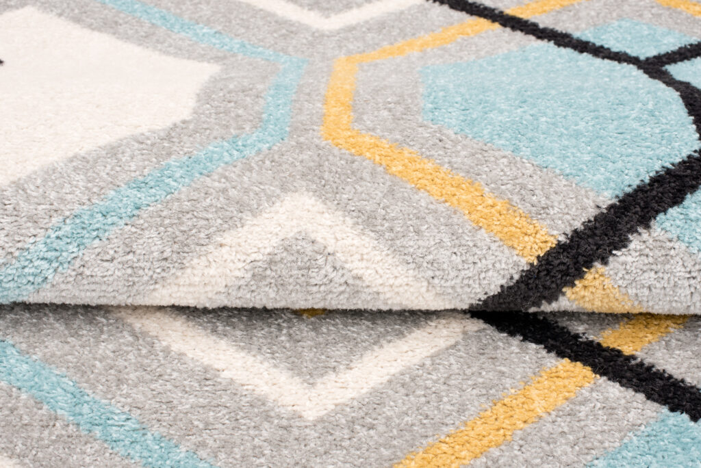 Tapis Lazur Gris Jaune Bleu Géométrique Hexagone