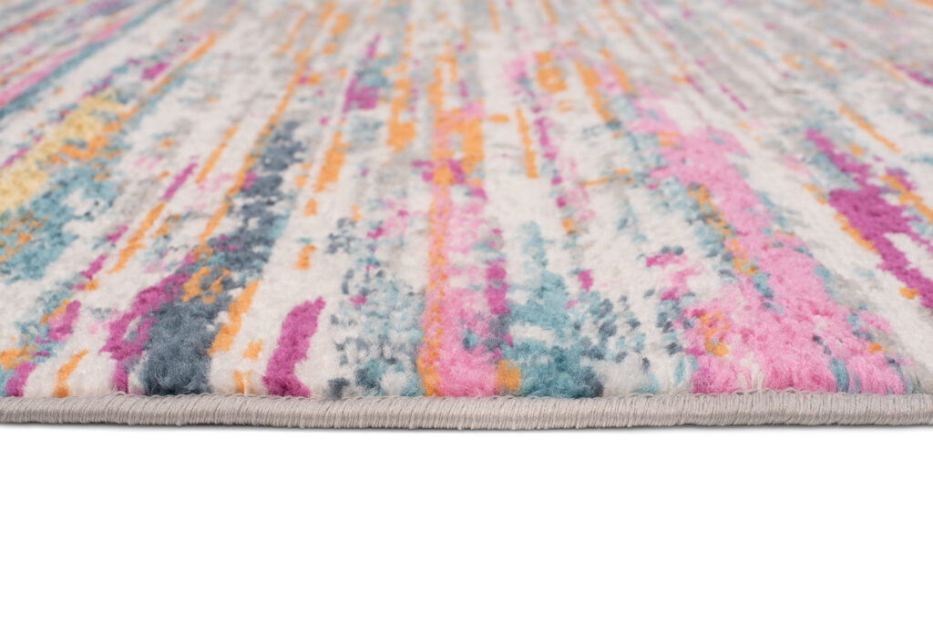 Tapis Lazur Rose Multicolore Abstrait Lignes