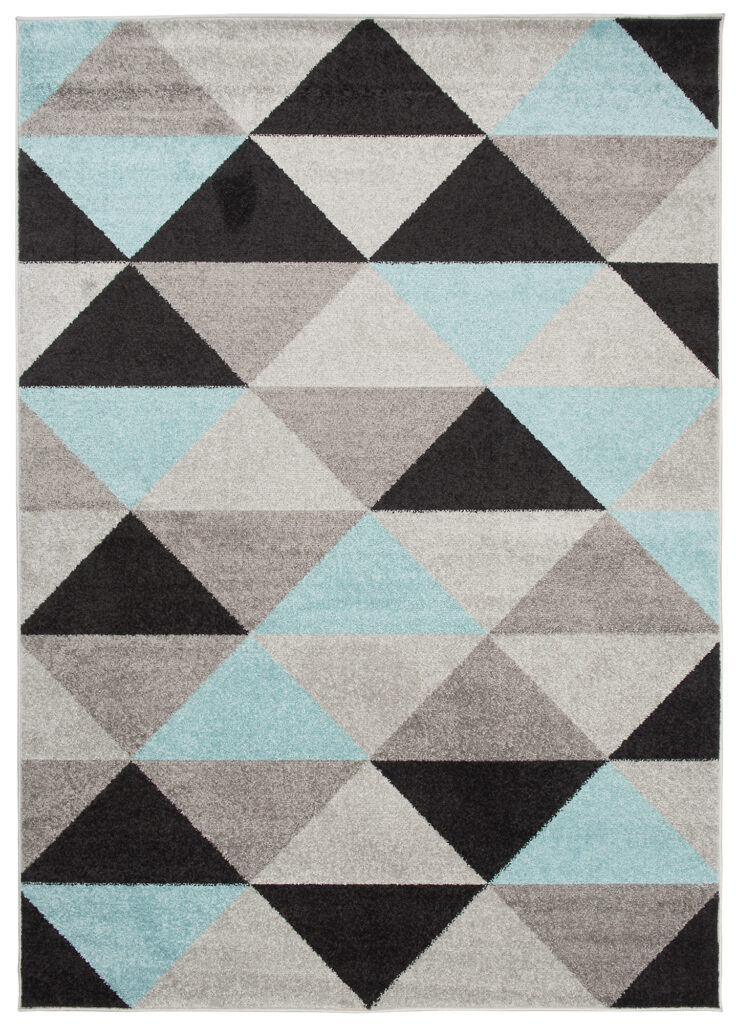 Tapis Lazur Gris Turquoise Géométrique Triangles
