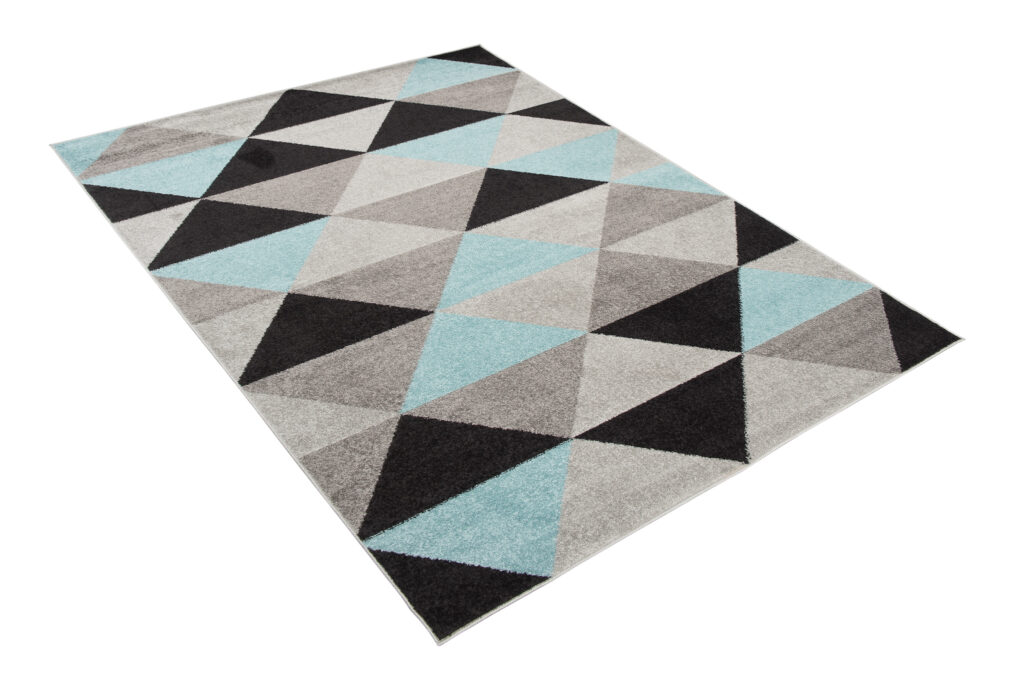 Tapis Lazur Gris Turquoise Géométrique Triangles
