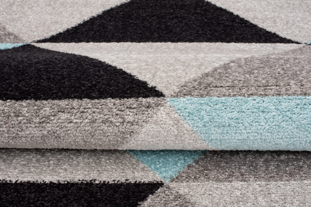 Tapis Lazur Gris Turquoise Géométrique Triangles