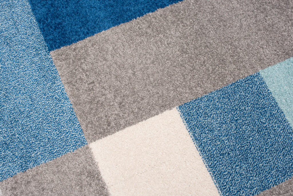 Tapis Lazur Gris Bleu Géométrique Carrés