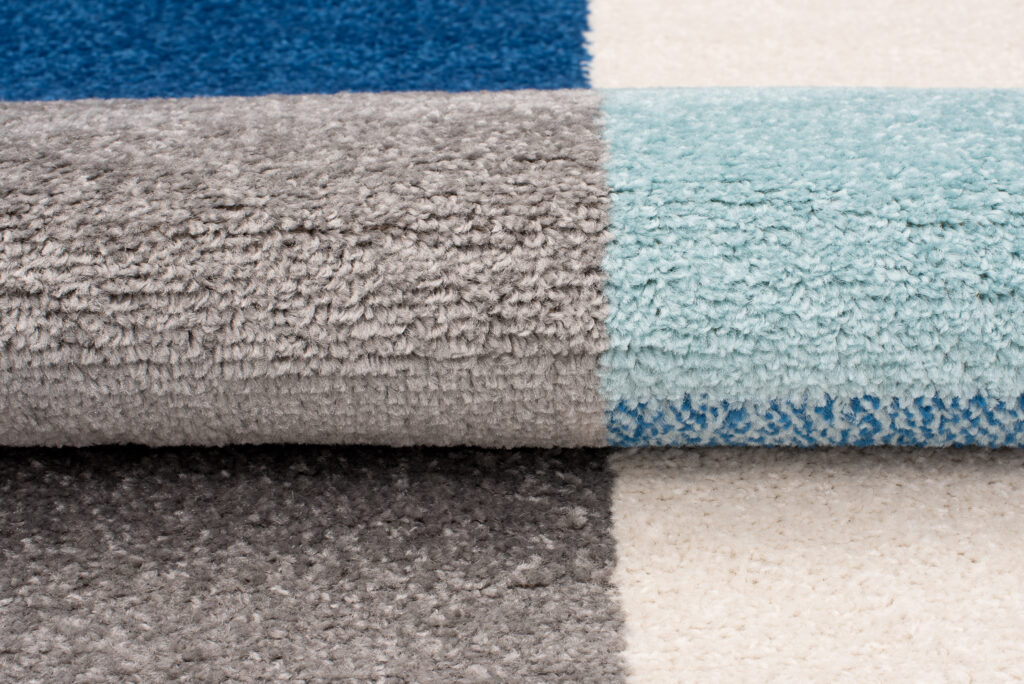 Tapis Lazur Gris Bleu Géométrique Carrés