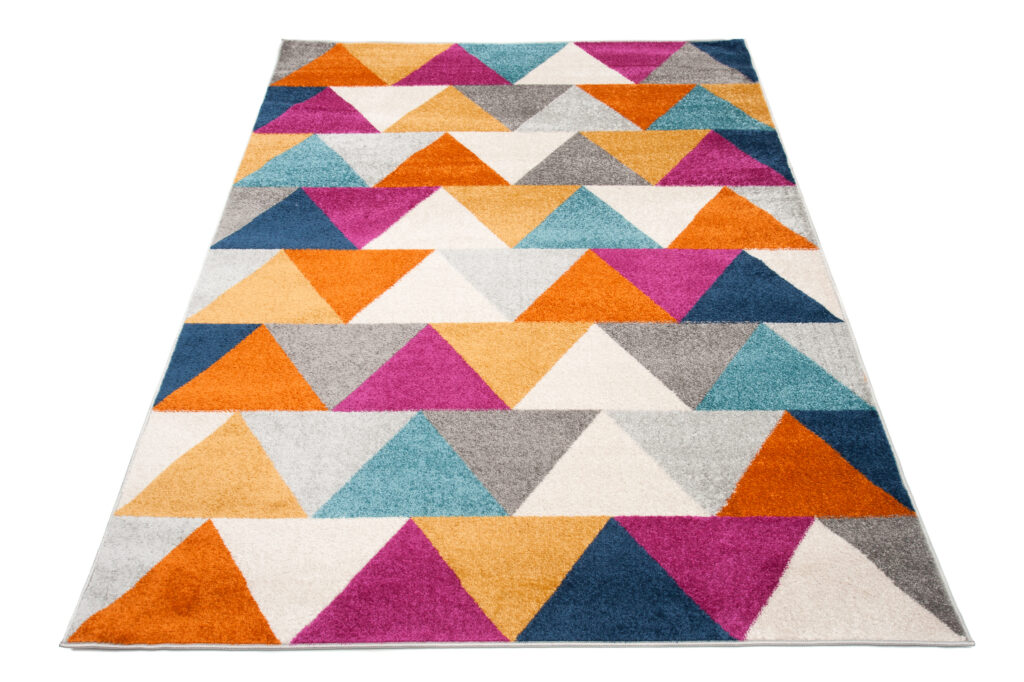 Tapis Lazur Orange Multicolore Géométrique Triangles