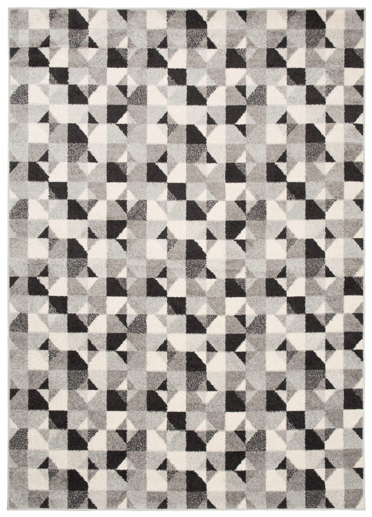 Tapis Lazur Gris Géométrique Carrés Cercles