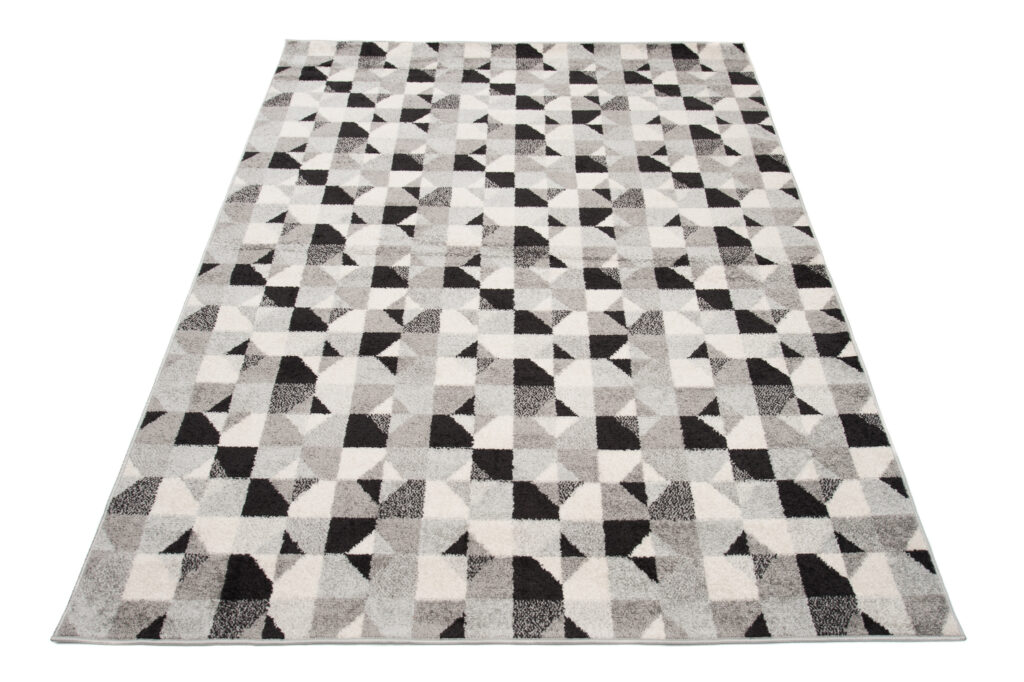 Tapis Lazur Gris Géométrique Carrés Cercles