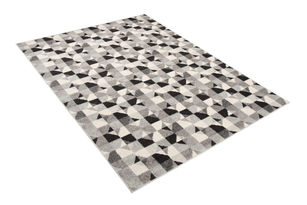 Tapis Lazur Gris Géométrique Carrés Cercles