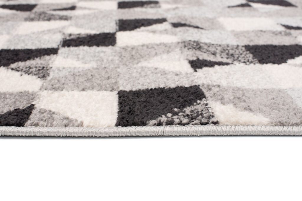 Tapis Lazur Gris Géométrique Carrés Cercles