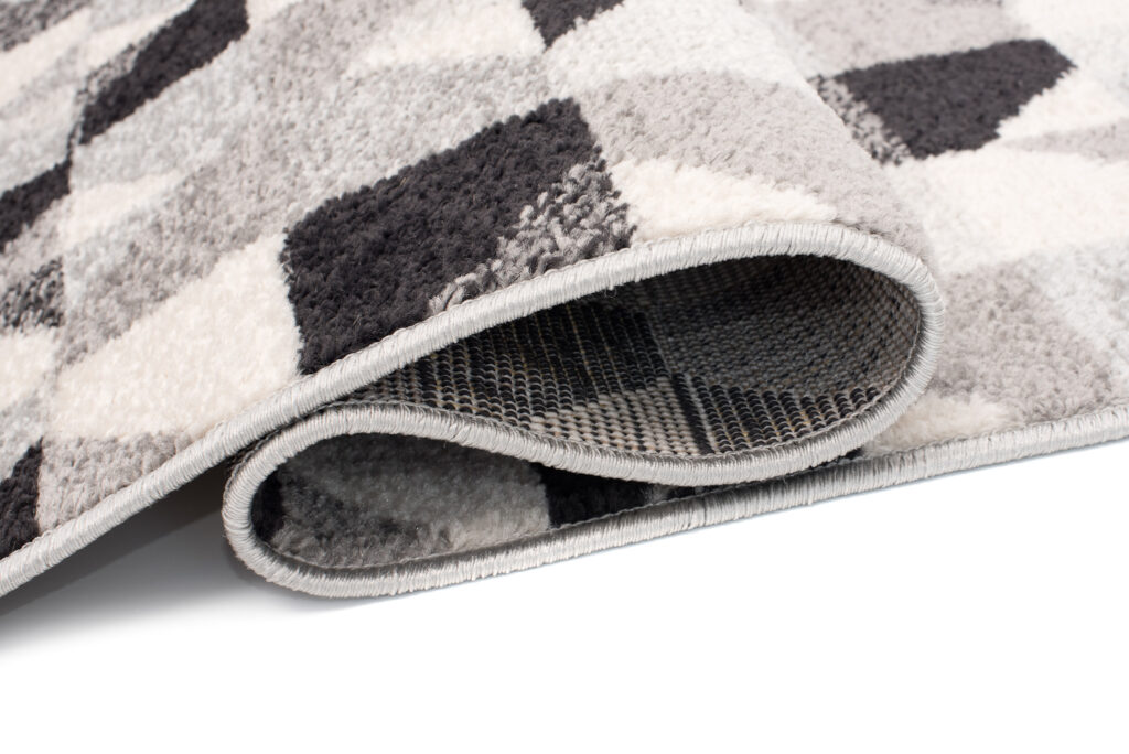 Tapis Lazur Gris Géométrique Carrés Cercles