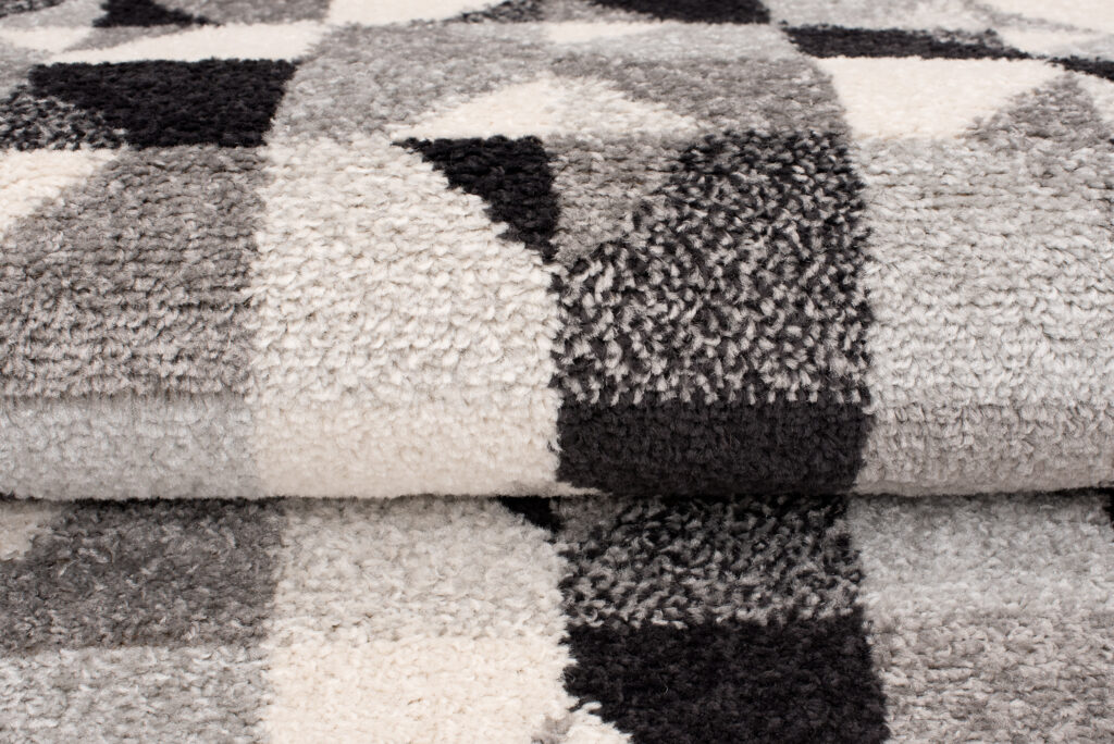 Tapis Lazur Gris Géométrique Carrés Cercles