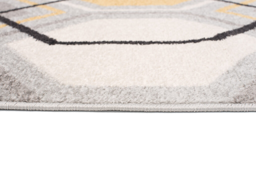 Tapis Lazur Gris Jaune Crème Géométrique Hexagone