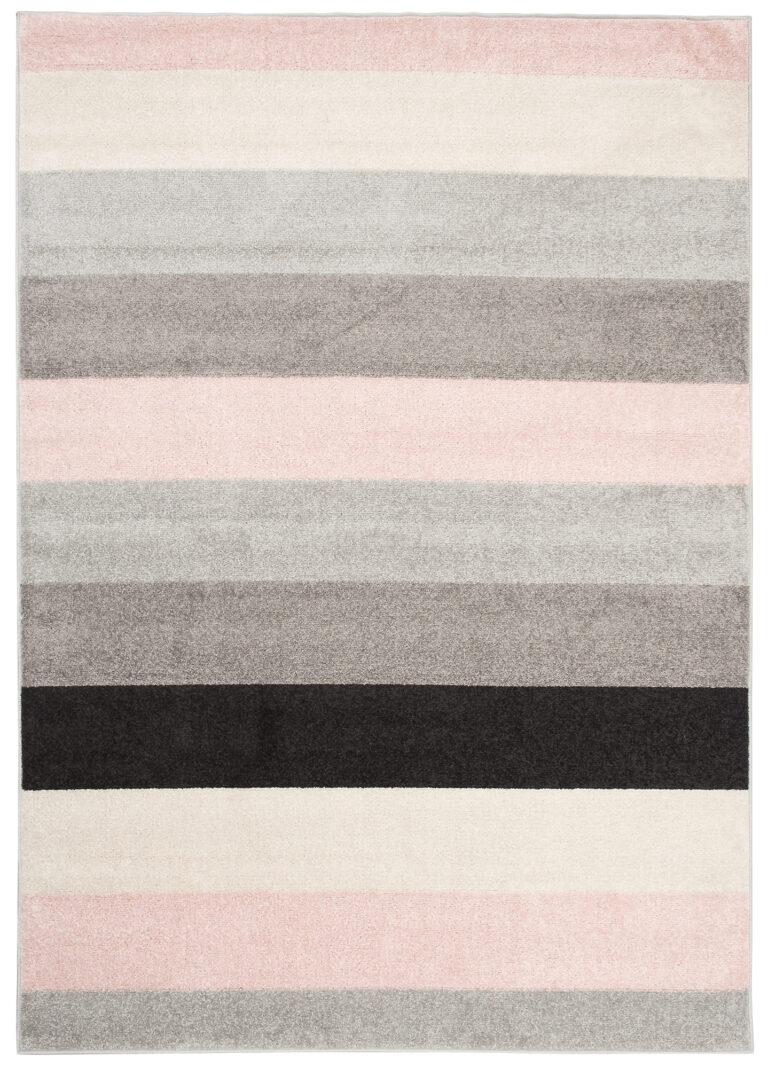 Tapis Lazur Gris Clair Rose Géométrique Lignes