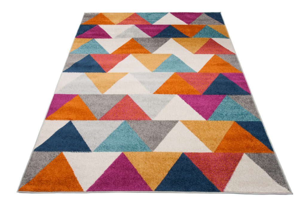 Tapis Lazur Rose Multicolore Géométrique Triangles