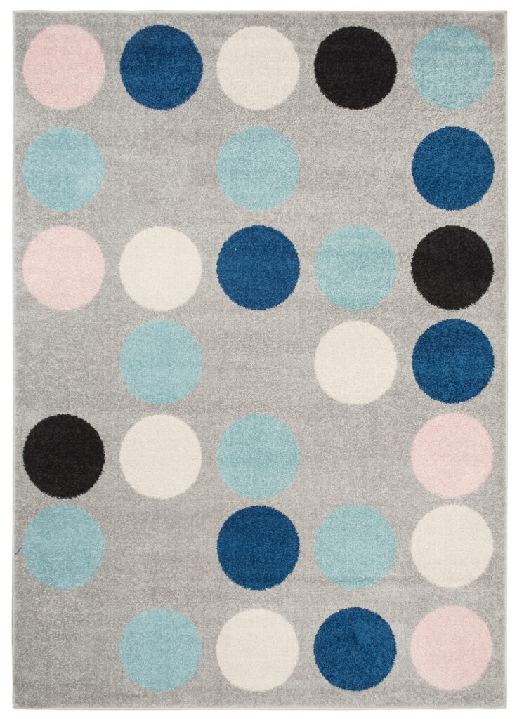 Tapis Lazur Gris Bleu Géométrique Cercles