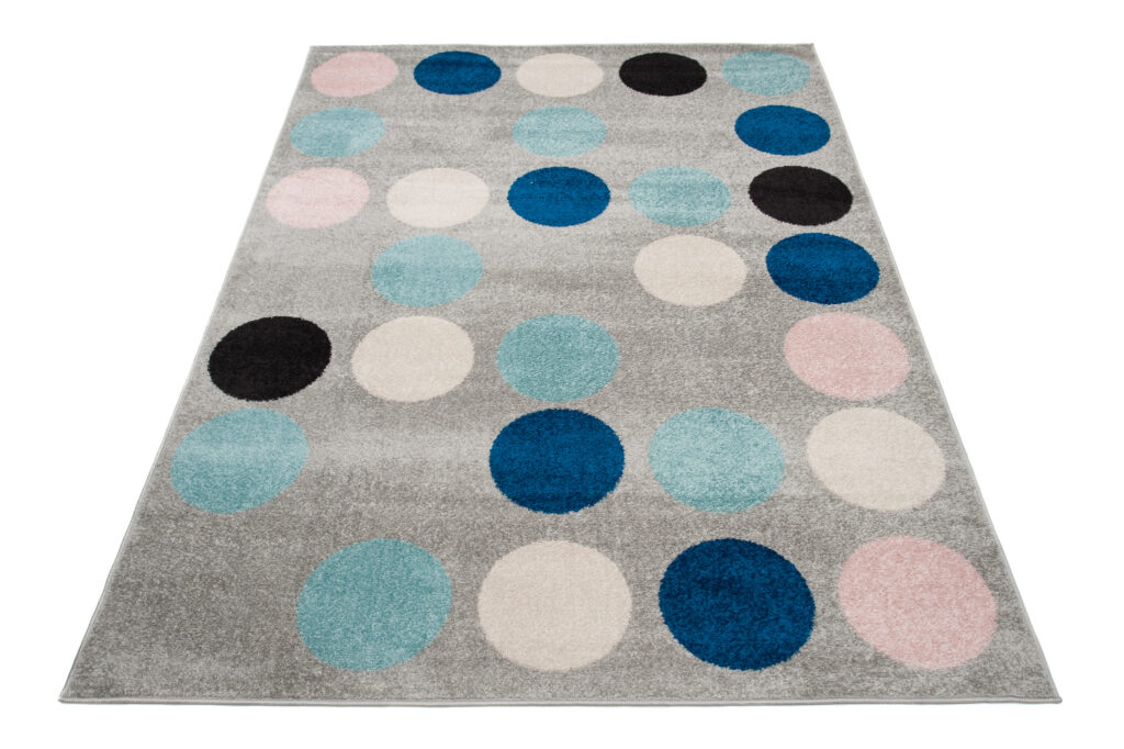 Tapis Lazur Gris Bleu Géométrique Cercles