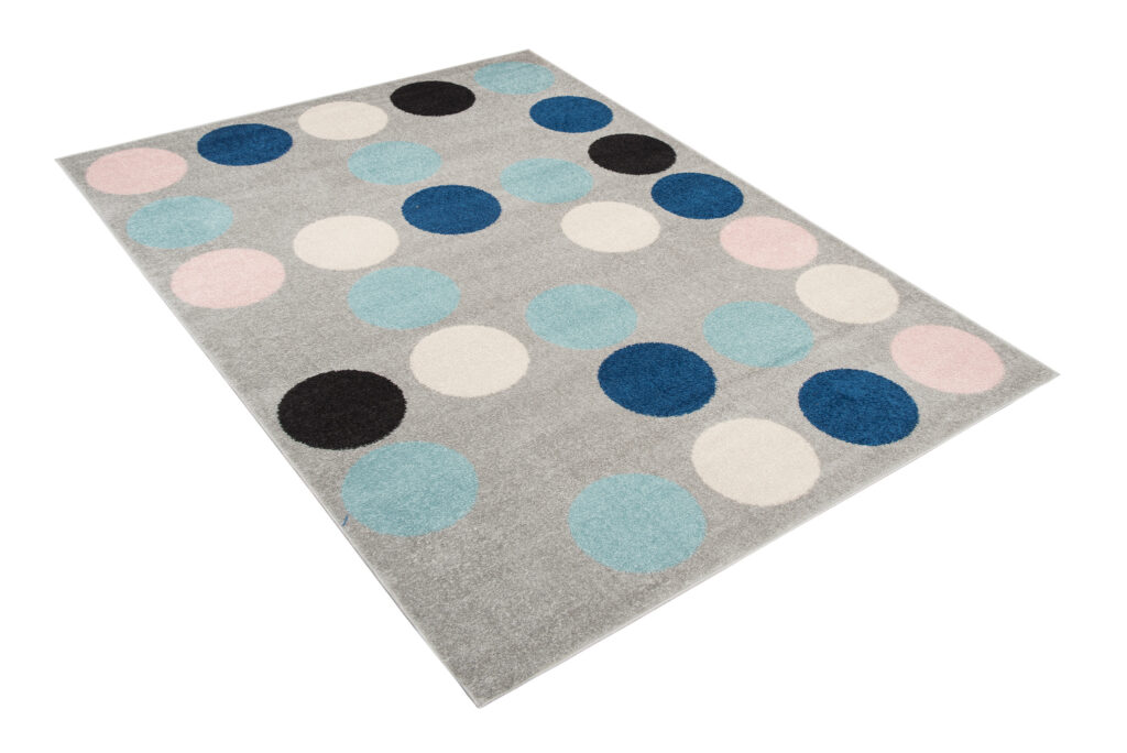 Tapis Lazur Gris Bleu Géométrique Cercles