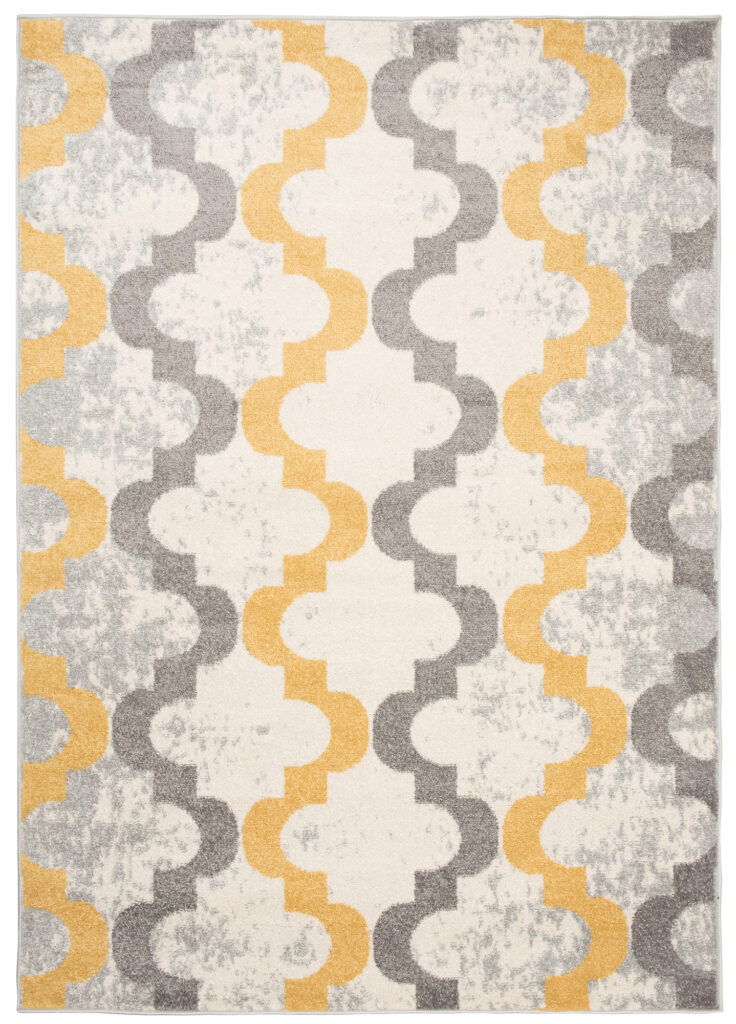 Tapis Lazur Gris Jaune Géométrique Treillis